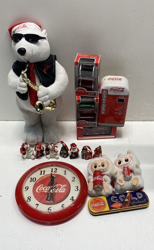 Coca-Cola Collectible Memorabilia Lot Plush Clock Ornaments Die-Cast 16 Pieces