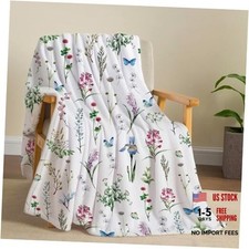 Wildflowers Throw Blanket Botanical Floral Blanket Super 50"X60" Floral Flower