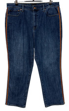 Talbots Jeans 16 Blue Modern Ankle Brown Velvet Stripe Stretch Measures 38X27