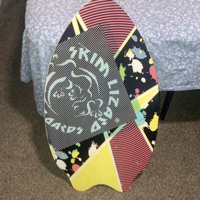 Skim Lizard Model Skimboard w/ Traction Pad, Color Graphic Top, Wood Bottom