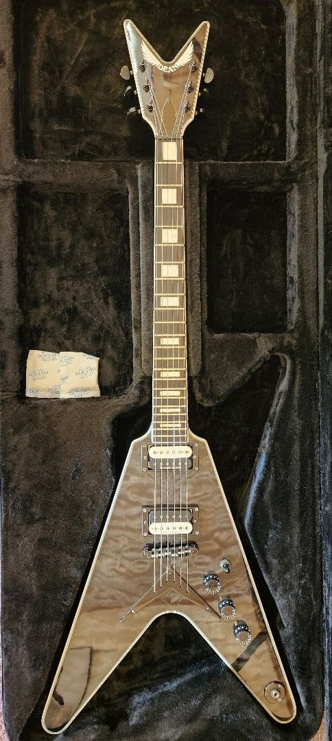 DEAN V Select Quilt Top Electric Guitar Trans Black with Case