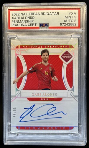 2022-23 National Treasures World Cup Xabi Alonso Penmanship Auto #/99 PSA 9 8