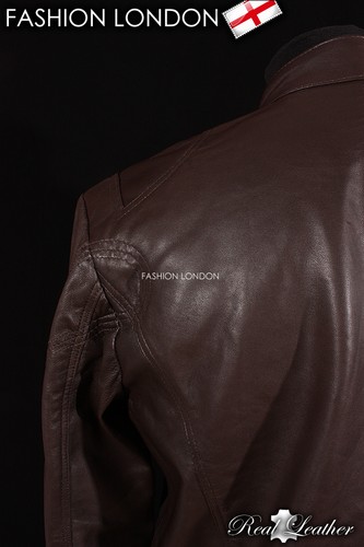 TORQUE Mens Biker Style Leather Jacket Brown Buffalo Leather Slim Fashion Jacket - Picture 9 of 12