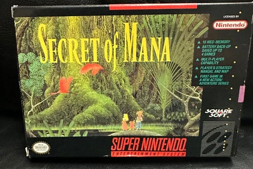 Super Nintendo Entertainment System Secret Of Mana In box With Poster