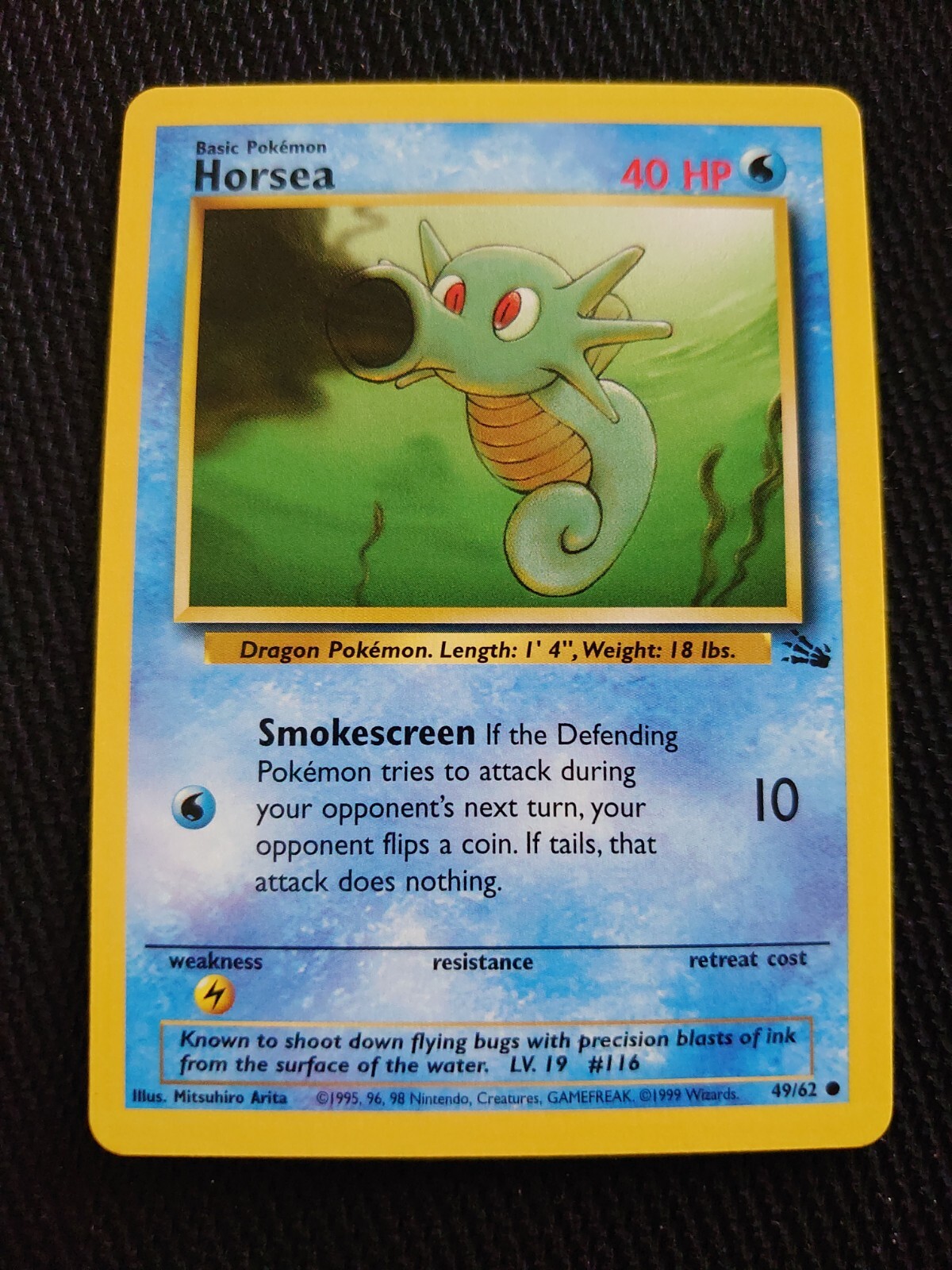 Pokémon TCG Horsea Fossil 49 Regular Unlimited Common NM