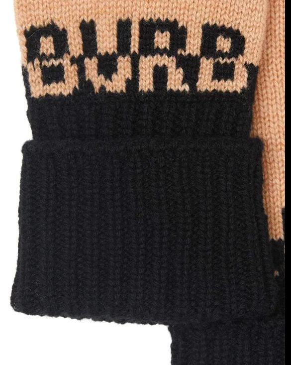 NUEVO Guantes Burberry Unisex-Camel-Mezcla de Cachemira-TB Dorado Logo Talla S/M 8060107 Foto 2 de 2