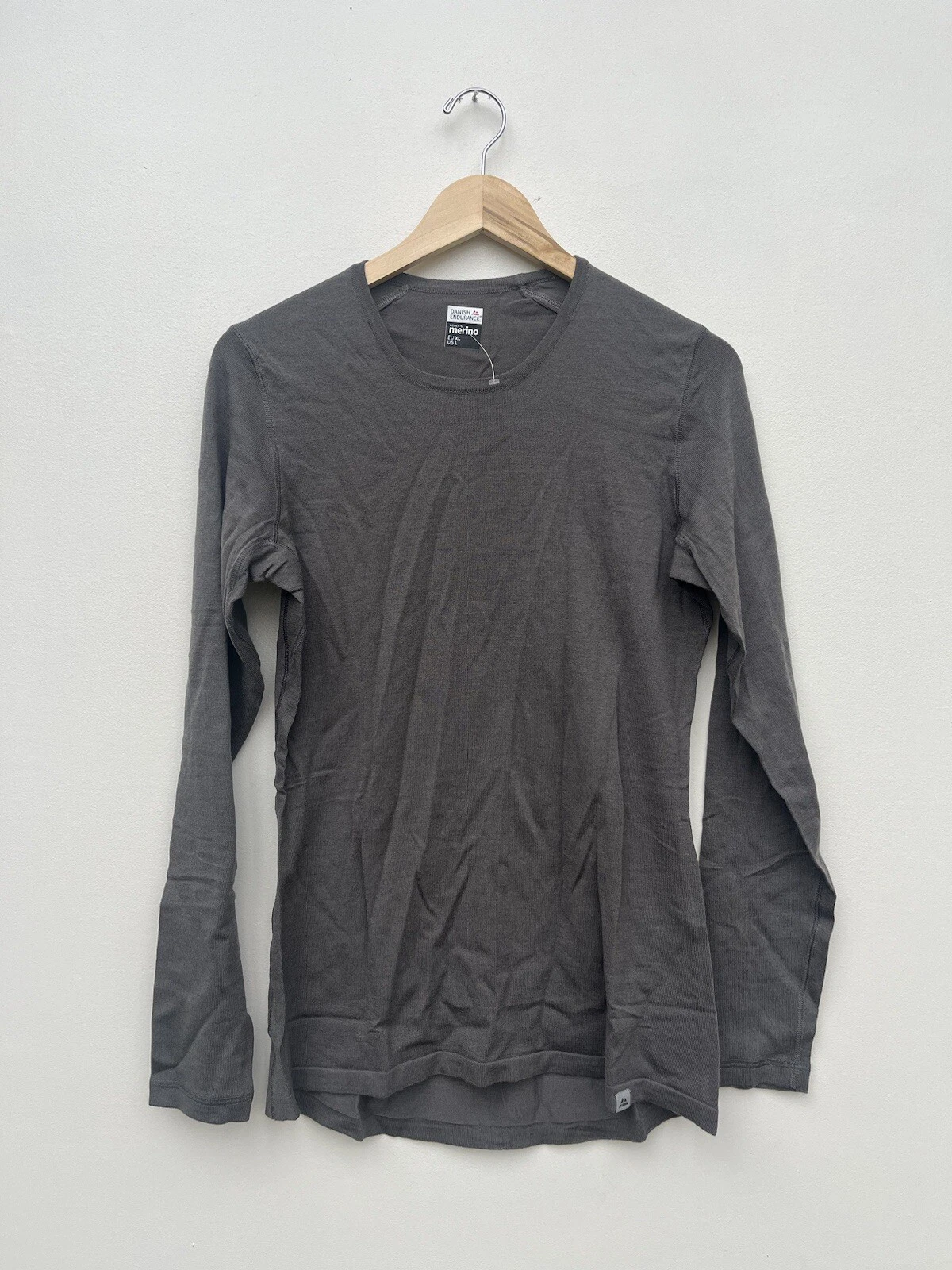 Danish Endurance Womens T Shirt Grey Size L Large Merino Wool Base Layer LS