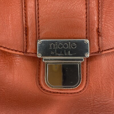 Nicole Miller Crossbody Saddle Bag Red with Metal Buckle Flap EUC