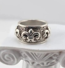 Sterling Silver Ring Band, Cocktail,With 3D Design Leaves On It. flowers Size 6"