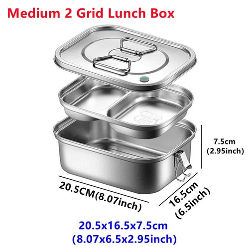 304 Stainless Steel Lunch Box Food Container Box For Kids Adult Large Capacity - Picture 3 of 27