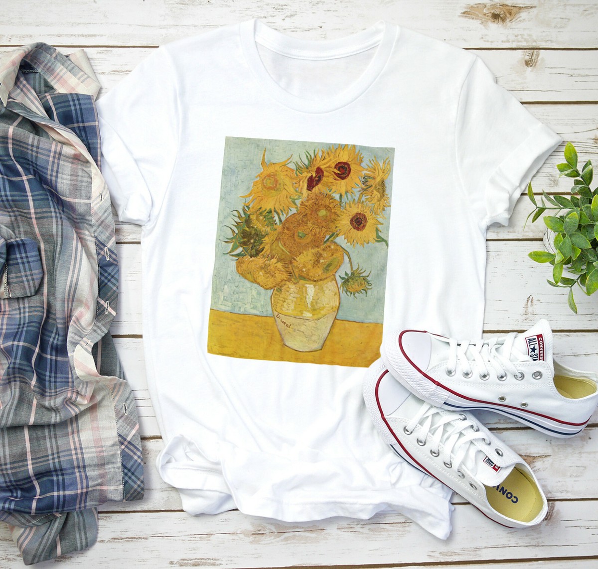 Van Gogh T Shirt Sunflowers Aesthetic Impressionist Art 90s Grunge 