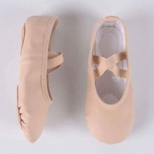 Ruqiji Ballet Flat Split-Sole Slip On Pink Dance Shoes Girls Size: 3.5 