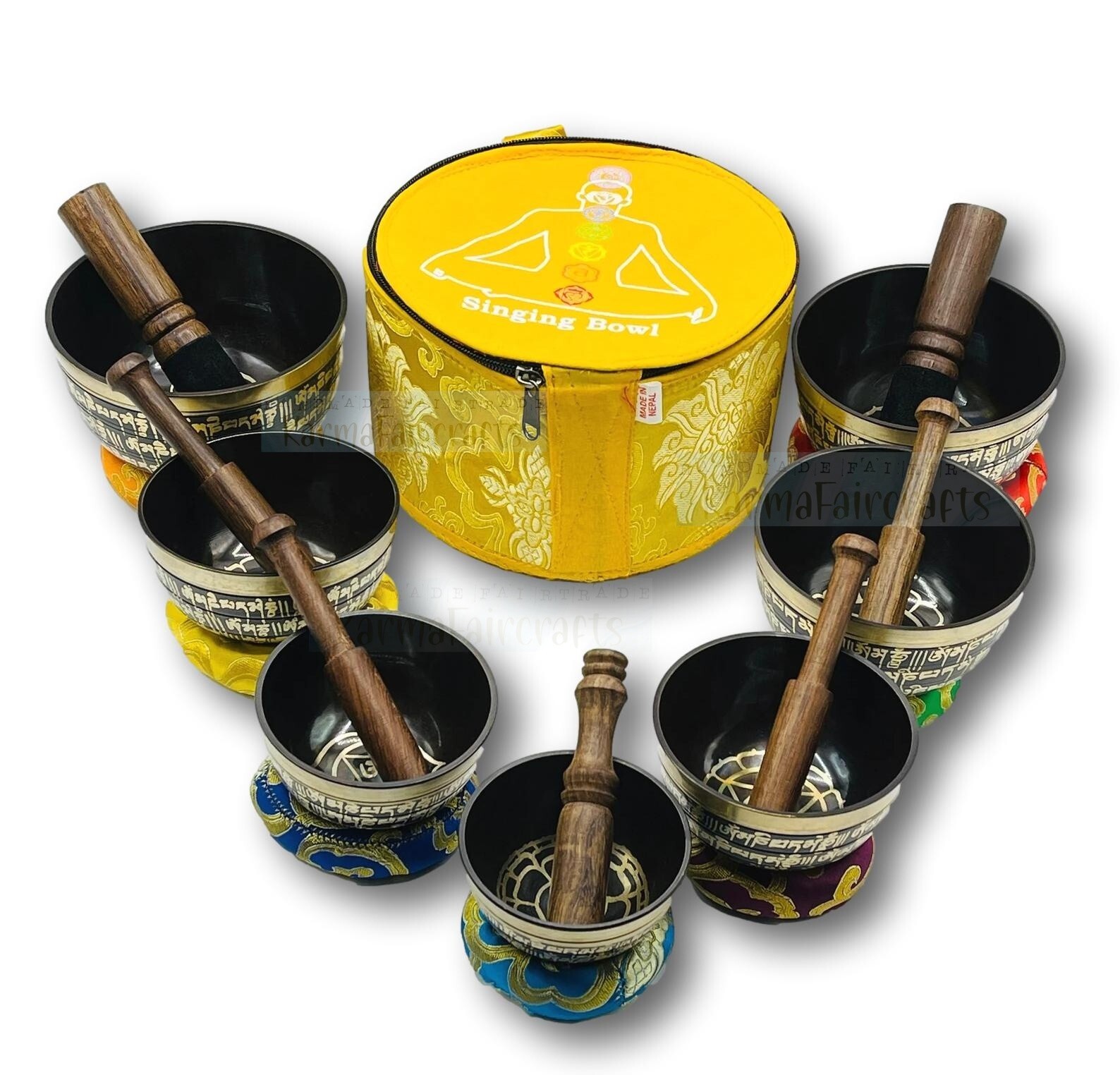 Tibetan Healing Singing Bowl Set of 7 Chakra Colored Sound Meditation ...