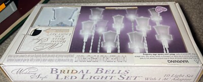 WEDDING STYLE BRIDAL BELLS LED LIGHT SET  10 LIGHTS W AC ADAPTER MARRIAGE DECOR