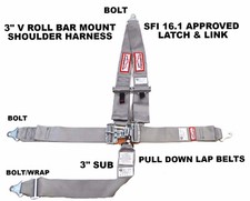 Sfi 16.1 Racing Harness 5 Point V Mount 3 Latch Link Racerdirect Gray