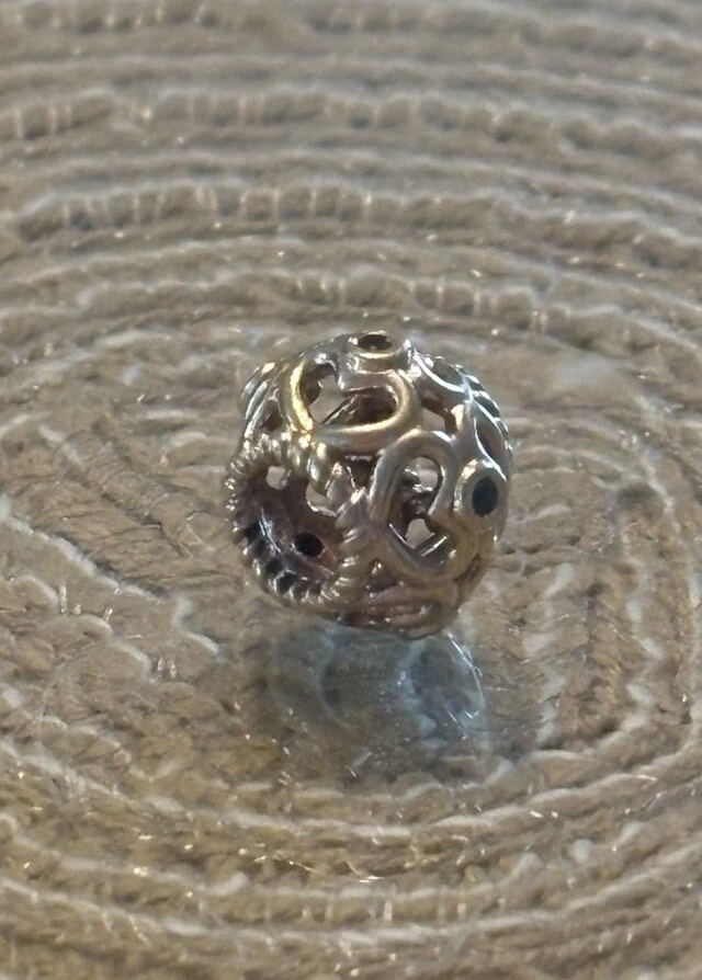 Authentic Pandora Retired 14k Yellow Gold Heart Charm 750466DB Black Diamonds - Image 3 of 4