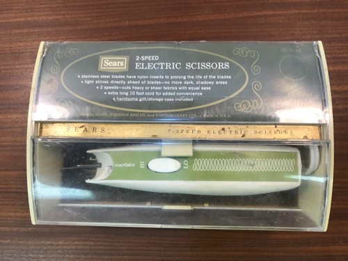Vintage Sears 2-Speed Stainless Steel Blades Electric Scissors Storage Case - Picture 9 of 10