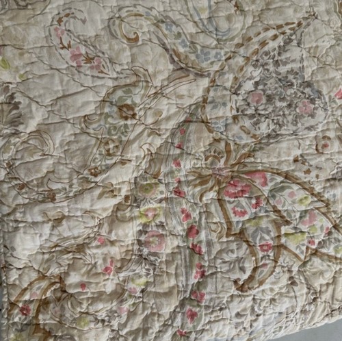 Pottery Barn Muted Floral Quilt Set Neutral King 2 Std Shams Paisley Boho Rare🦩 - Picture 3 of 7