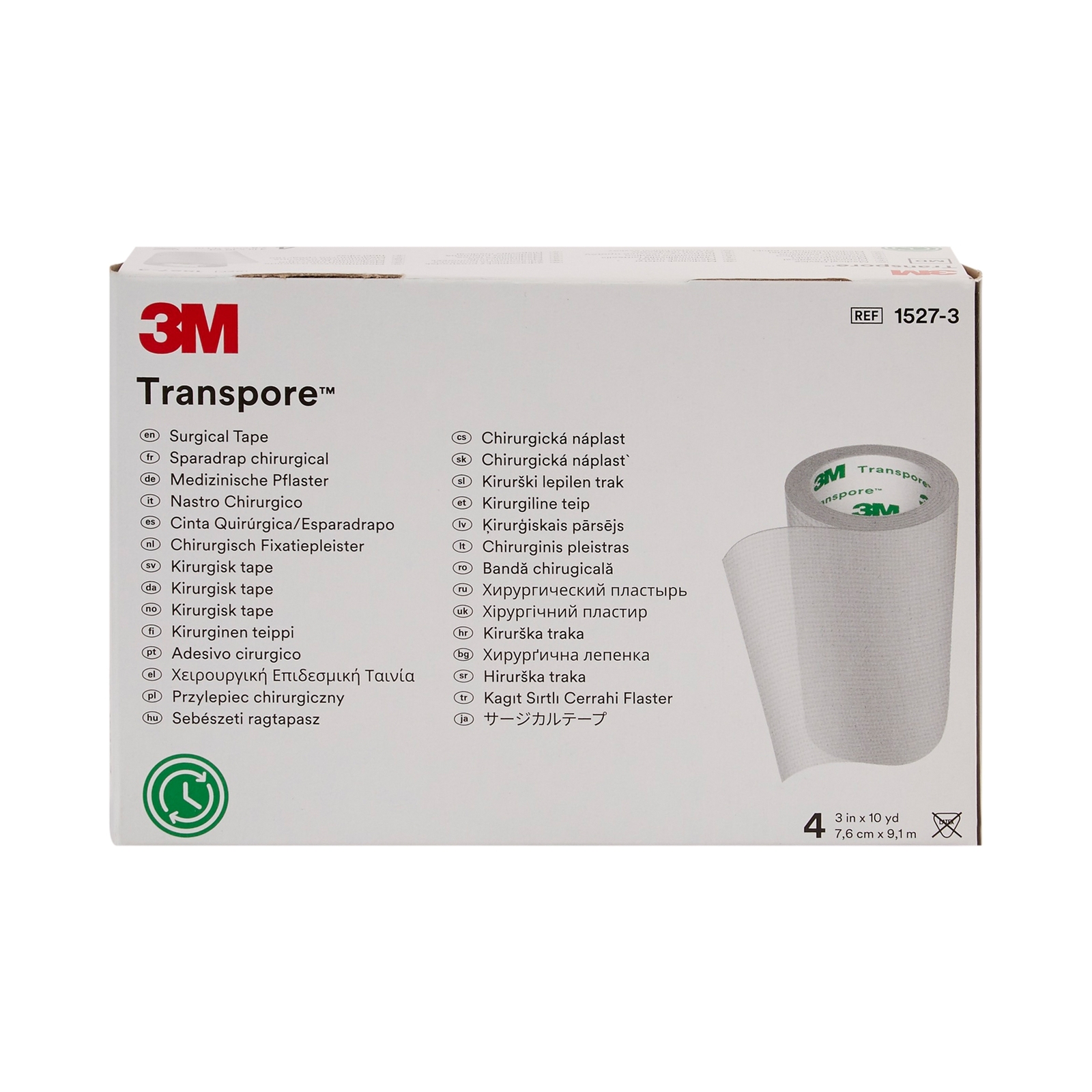 3M Transpore Medical Tape 3" x 10 Yd 1527-3  1 Box 4 Rolls/Box