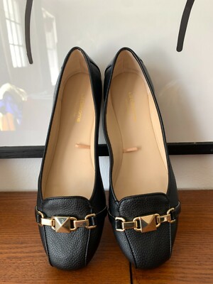 Liz Claiborne Refined Comfort Ballet Flats Black Gold Chain Accent Size  M