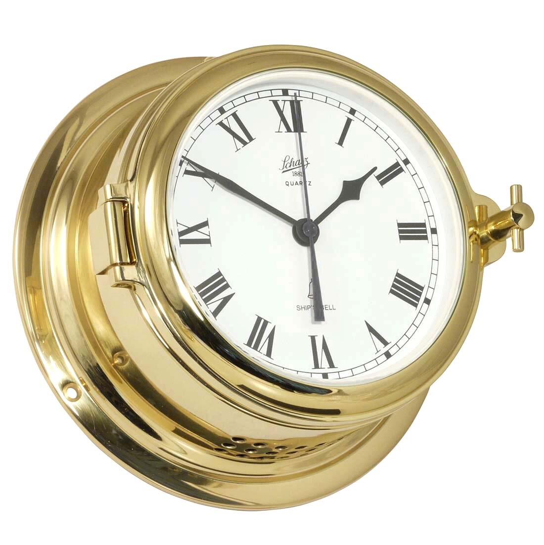 Schatz Ship's Bell Clock Ships Brass Midi Quartz Roman 6 3/32in
