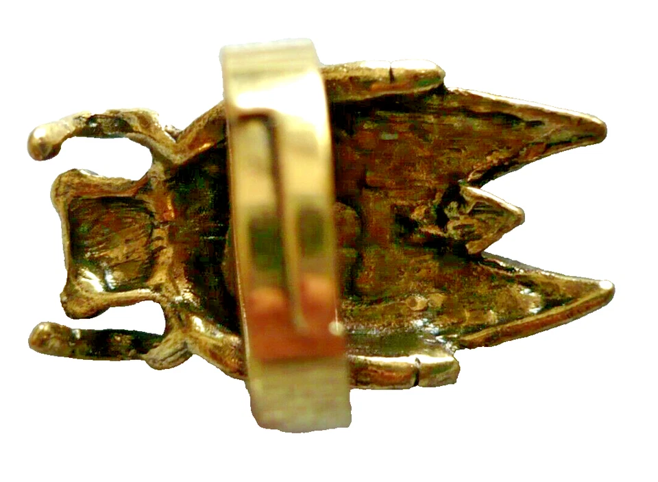 wuchtig + groß FLIEGE INSEKT Folklore Schmuck Ring STRASS Augen alt gold NEU - Bild 3 von 3