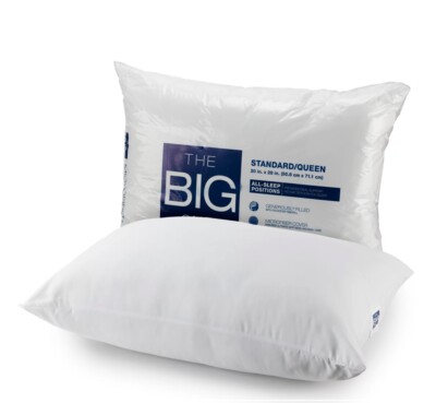 The Big One Microfiber Pillow Standard / (2) Queen Size  White - Brand New