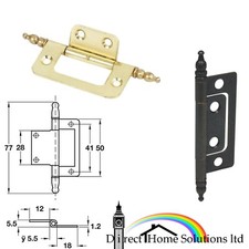 Pair Of Flush Hinges For Inset Doors 77mm Length, Caravan Camper Brass / Bronzed