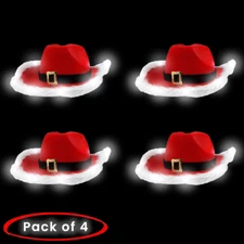 LED Flashing Christmas Hat Wide Brim Cowboy Hat Santa Claus Jazz Felt Hat