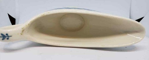 Gravy Boat Vine Leaves Blue Syracuse China O.P.Co. Old Ivory Vintage - Picture 7 of 10