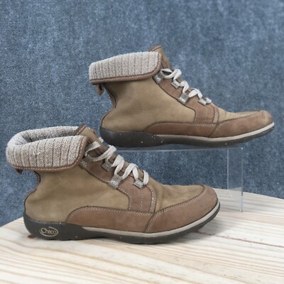 Chaco Boots Womens 11 Barbary Bootie Beige Lace Up Comfort Round Toe Ankle Top