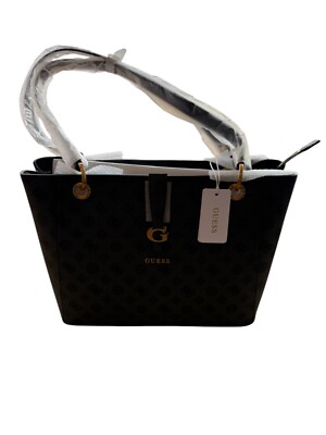 GUESS Kuba Noel Tote Schultertasche Tasche Charcoal Logo dunkelgrau schwarz Neu
