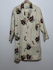 Womens Jacket Duster Sz L Corduroy Hand Painted Bohopockets Artsy Usa