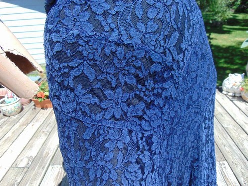 VTG 1930S BLUE ALENCON LACE DRESS WITH DECO STITCHING MED TO LG - Picture 11 of 12