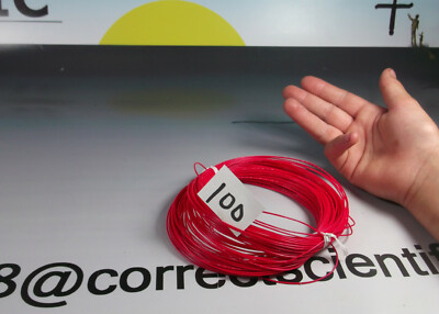 26 GAUGE RED HOOKUP WIRE, Silver plated Copper, Teflon sheath **QTY=200 feet**