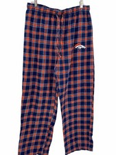 Denver Broncos Plaid Flannel PJ Pajama Lounge Pants Adult Size Medium NFL Team