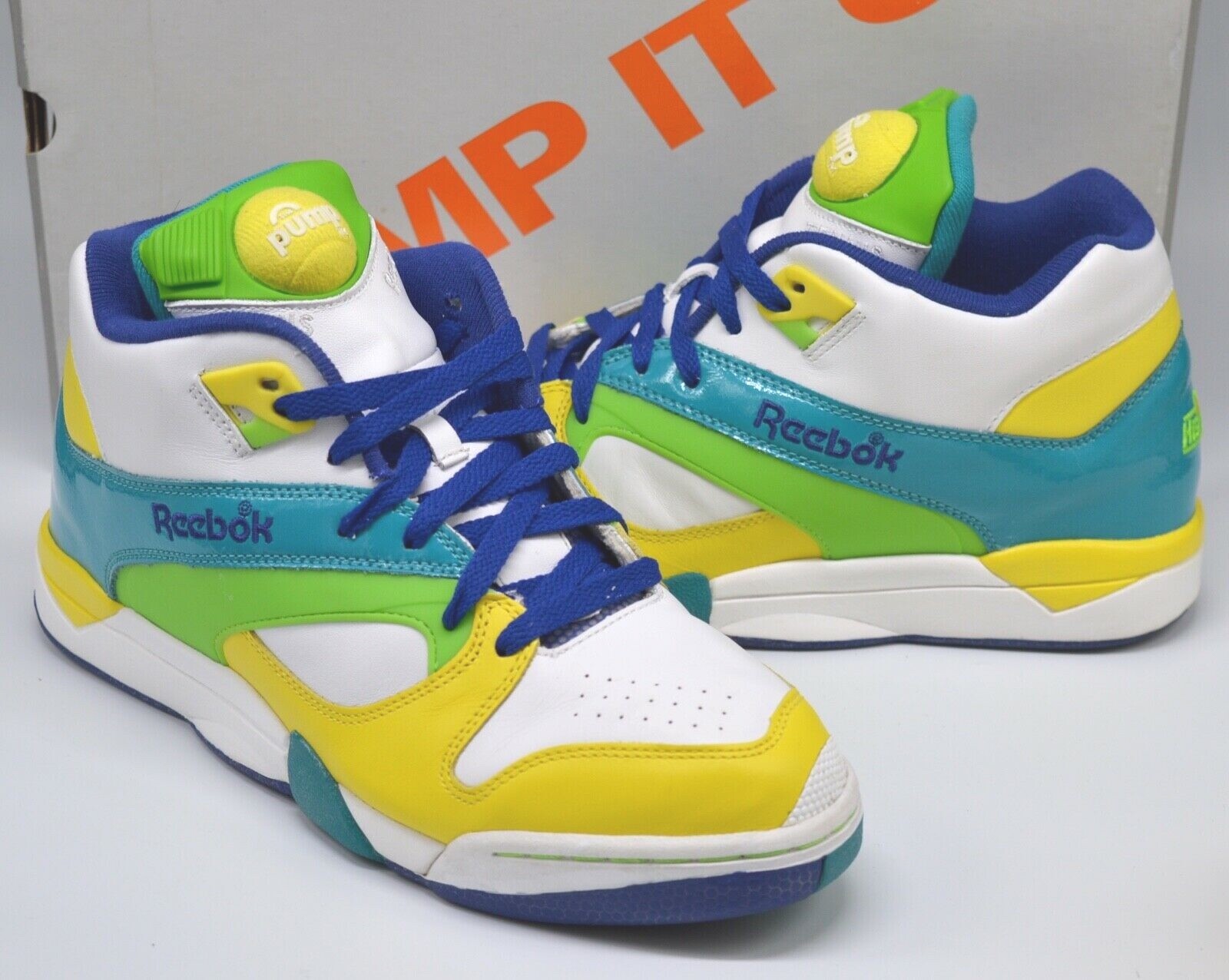 reebok pump white green