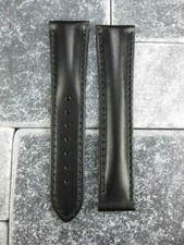 19mm Calf Leather Strap Black Deployment Watch Band for OMEGA Speedmaster BK x1