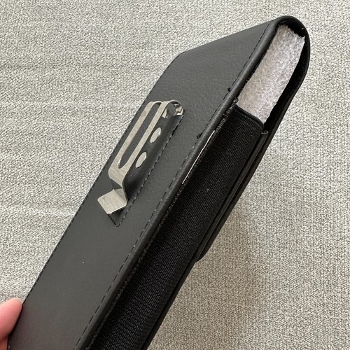 For Nokia G300 (6.75"x3.50") Black Leather Vertical Holster Pouch Belt Clip Case - Picture 4 of 6