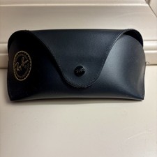 Ray Ban Black Leather Sunglass Case 100 UV Protection Luxottica Snap Closure big