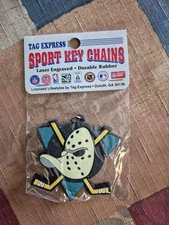 Vintage Mighty Ducks NHL Hockey Rubber Key Chain Ring Tag Express New Sealed