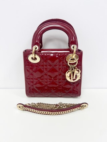 Authentic Dior Lady Dior Mini Red Leather Cannage Bag Gold Hardware private
