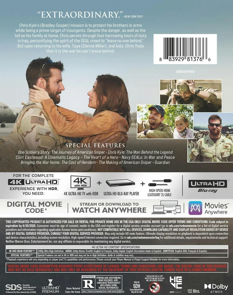 American Sniper 4K UHD Blu-ray NEW - Image 4 of 4