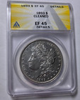 1893-P MORGAN $1 Dollar Silver Coin ~ ANACS Certified EF45 Detls ~ RARE Key Date — photo 2