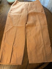 VTG Rafaella Womens Linen Wide Leg Orange Pants 14