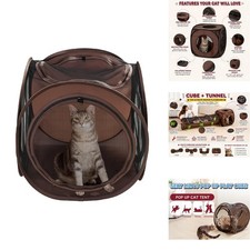 Snarky Pets CatCube1 Pop Up Cat Tent 24x22x20" Mesh Sides 14" Entry
