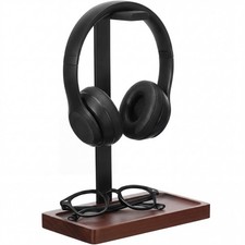 Fiwochic Wood Headphone Stand, Walnut Headset Stand for Desk, Universal Headp...