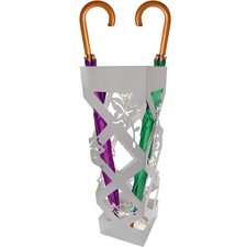 Portaombrelli Bianco Quadrato per Ingresso Design Fiori Porta Ombrelli 15.5x49cm