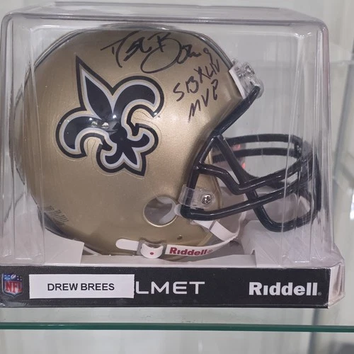 Drew Brees Signed Autographed New Orleans Saints NFL Mini Helmet SB XLIV MVP