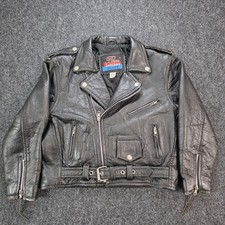 Biker's Leather Stuff Youth XL Black Leather Motorcycle Jacket Belted Moto